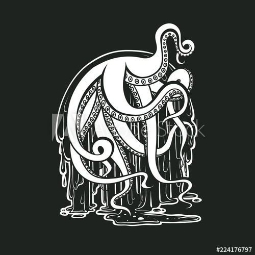500x500 Vector Monster Octopus Tentacles Flow Slime Logo For Halloween