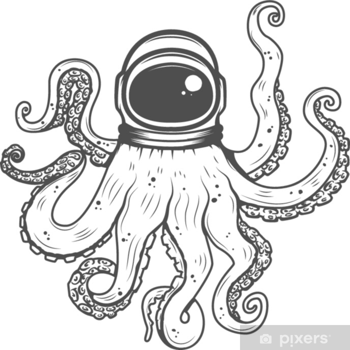 700x700 Astronaut Helmet With Octopus Tentacles Design Element For T