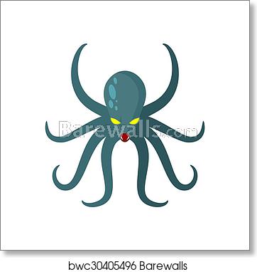 362x382 Angry Octopus Horrible Sea Monster With Tentacles Vector