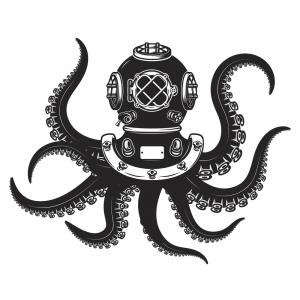300x300 Diver Helmet With Octopus Tentacles Isolated On Vector Newwaysys