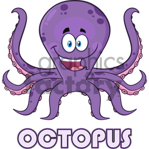 300x300 Royalty Free Rf Clipart Illustration Happy Purple Octopus Cartoon