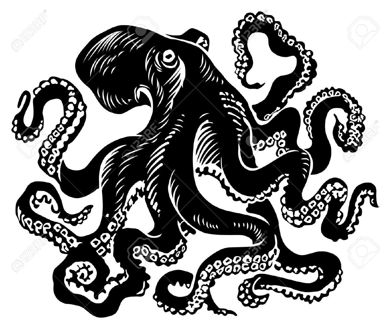 1300x1094 Stock Vector Tattoo In Octopus Illustration, Octopus