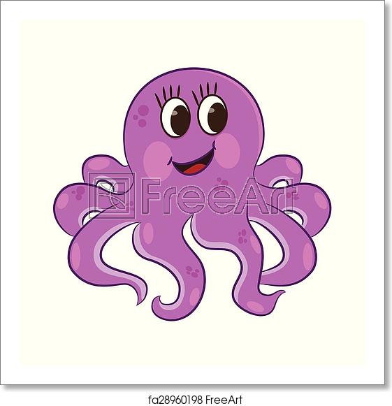 561x581 Free Art Print Of Cartoon Octopus Cartoon Octopus Vector