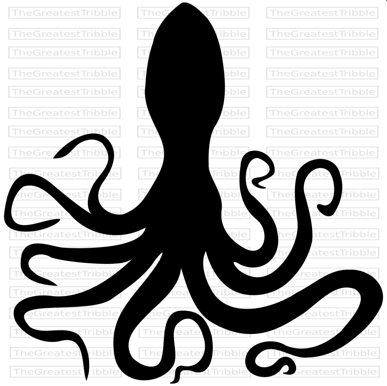 1500x1495 Octopus Silhouette Octopus Outline Clip Art Png Vector Etsy