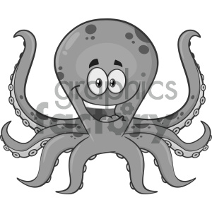 300x300 Royalty Free Rf Clipart Illustration Gray Octopus Cartoon Mascot