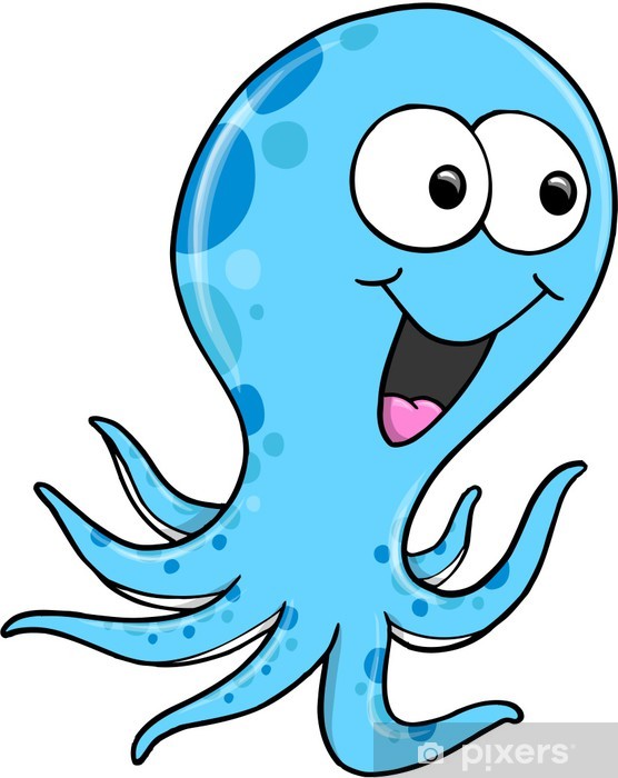556x700 Silly Blue Octopus Vector Illustration Art Wall Mural Pixers