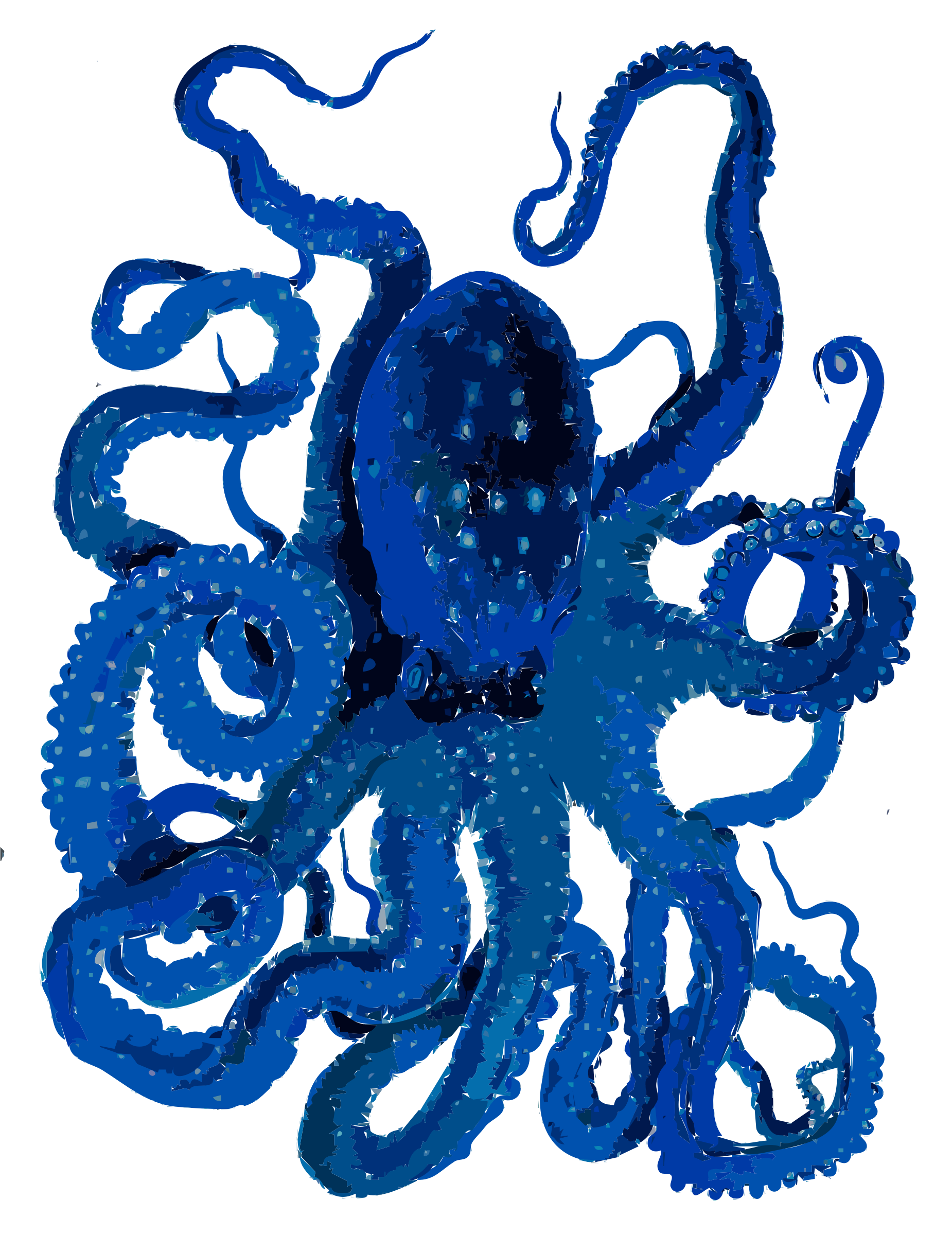 1850x2400 Blue Octopus Vector Clipart Image