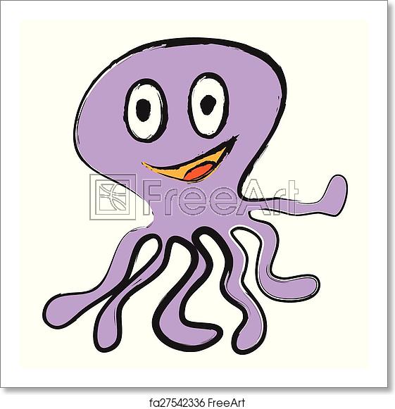 561x581 Free Art Print Of Doodle Octopus, Vector Freeart