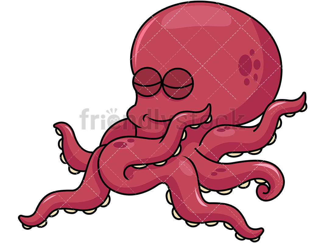 1067x800 Dabbing Octopus Cartoon Vector Clipart