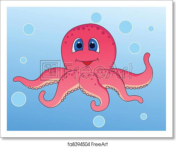 560x470 Free Art Print Of Funny Octopus Vector Illustration Of Funny