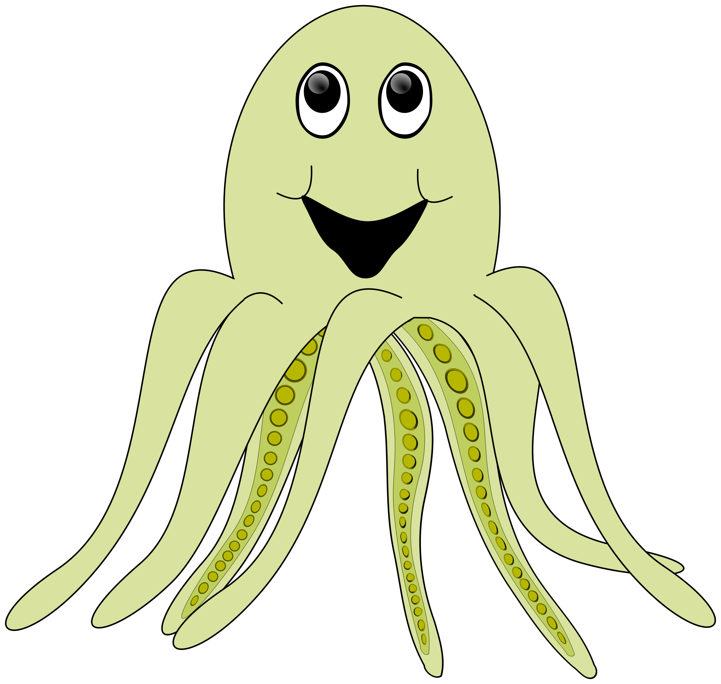 2400x2275 Happy Green Octopus Vector Clipart Image