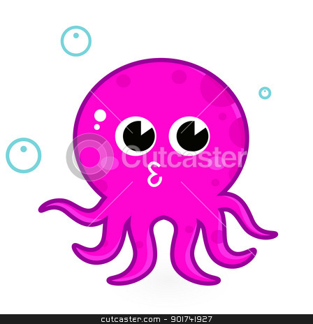 448x464 Pink Cartoon Octopus Isolated On White Stock Vector