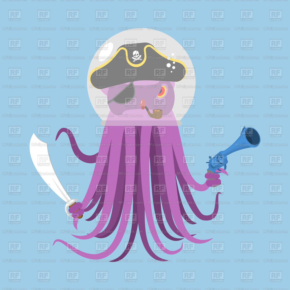 1200x1200 Space Pirate Octopus Vector Image Of Conceptual Popaukropa