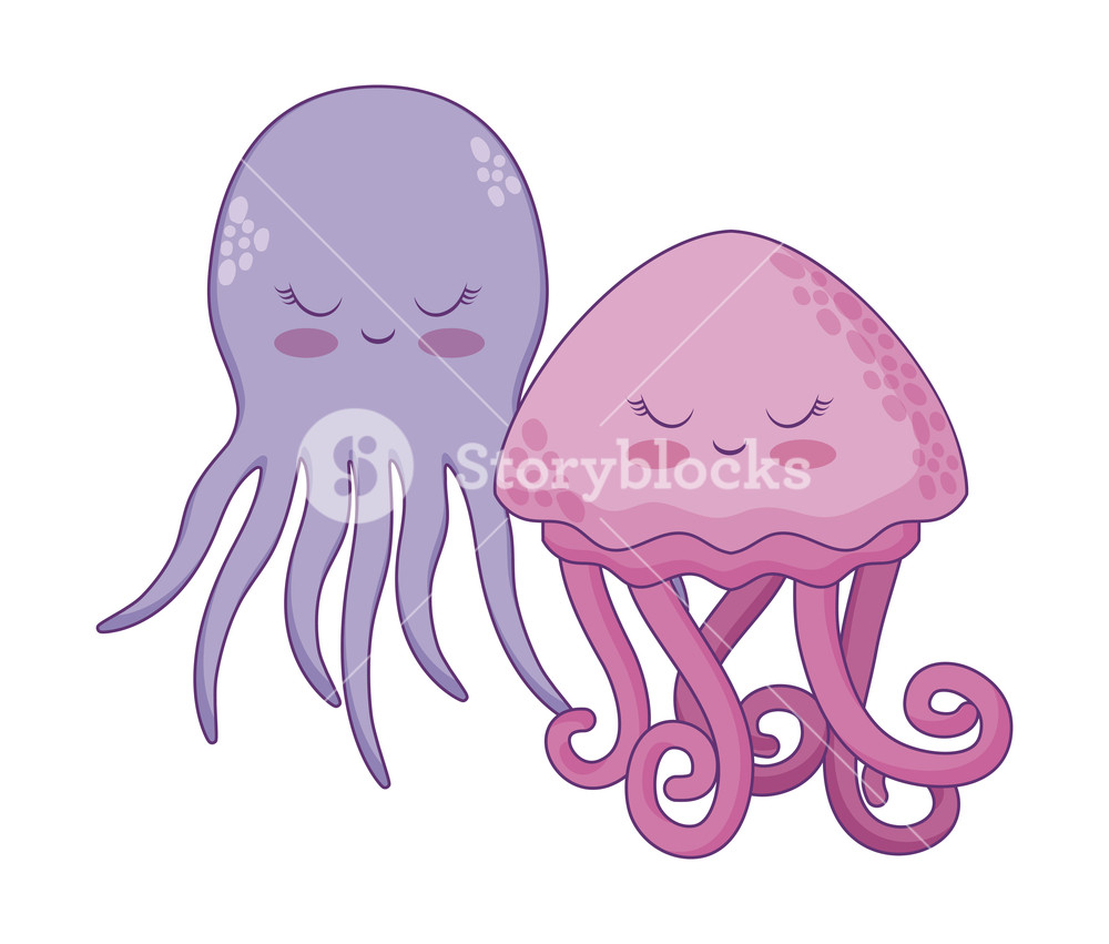 1000x851 Cute Jellyfish With Octopus Vector Illustration Design Royalty
