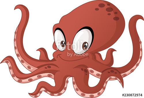 500x343 Cartoon Cute Octopus Vector Illustration Of Funny Happy Animal