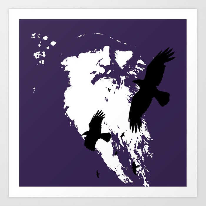 700x700 Odin Portrait And Silhouette Of Ravens Vector Art Art Print