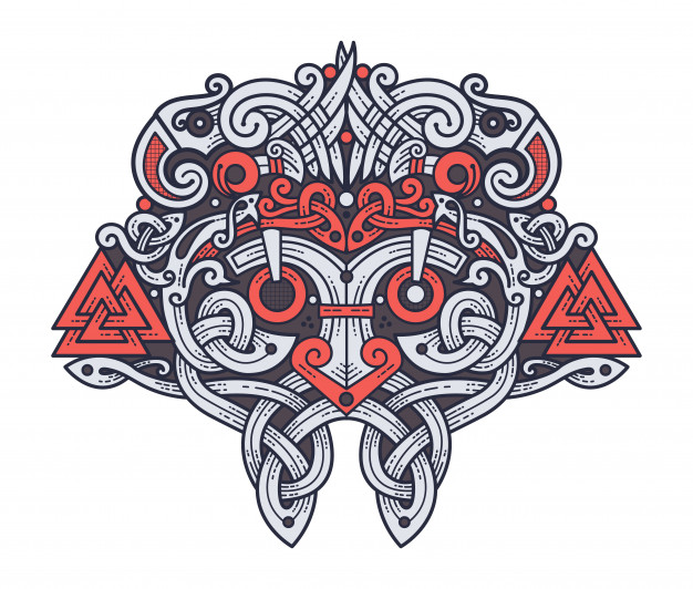 626x532 Mask Of The Viking God Odin Vector Premium Download