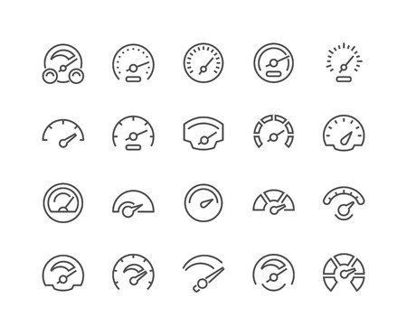 450x372 Simple Set Of Speedometer Related Vector Line Icons Contains Such
