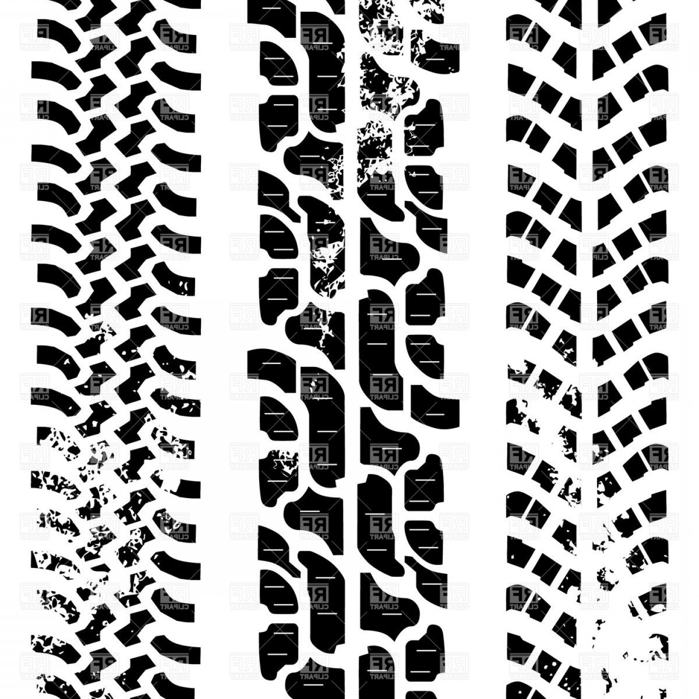1440x1440 Shabby Tyre Treads Traces Of Three Different Off Road Tyres Vector