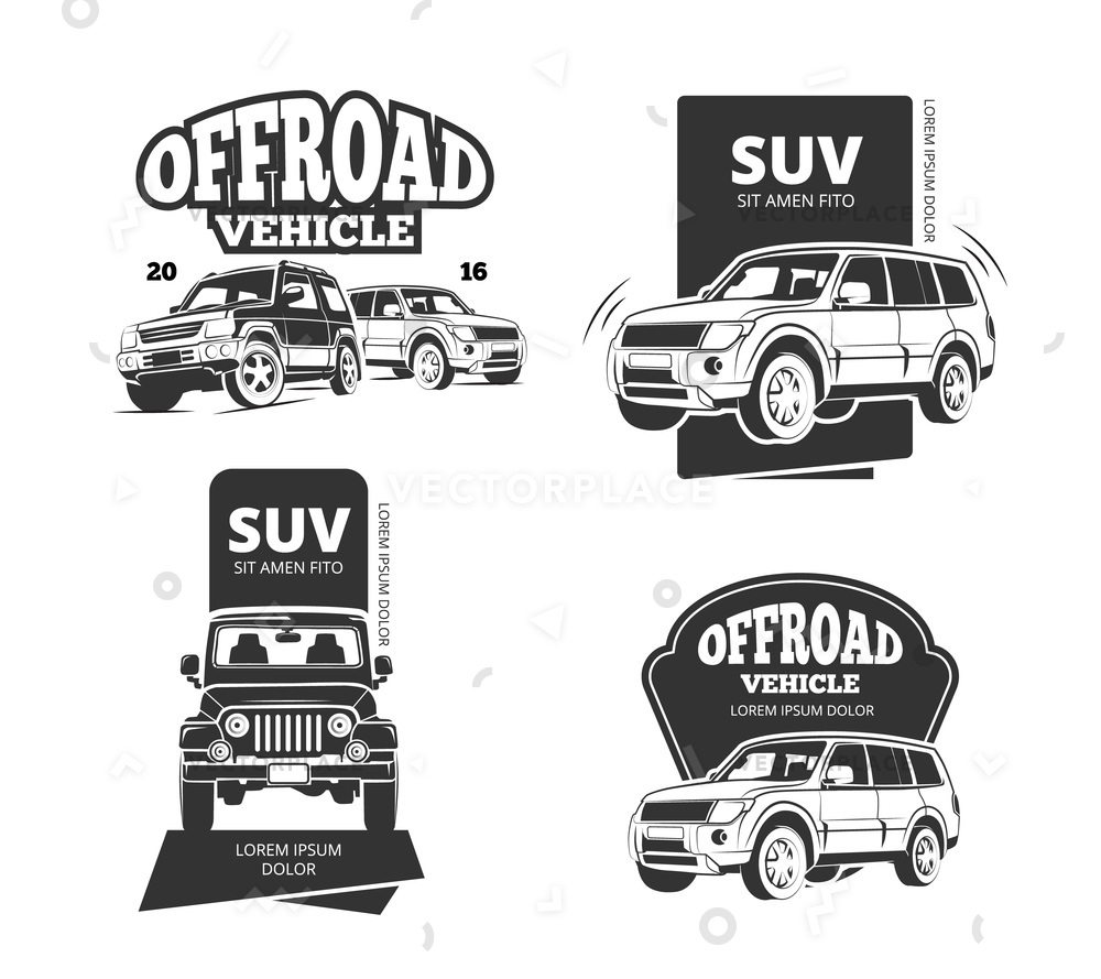 1000x889 Suv Car Badges Offroad Labels Logo Vector Illustration