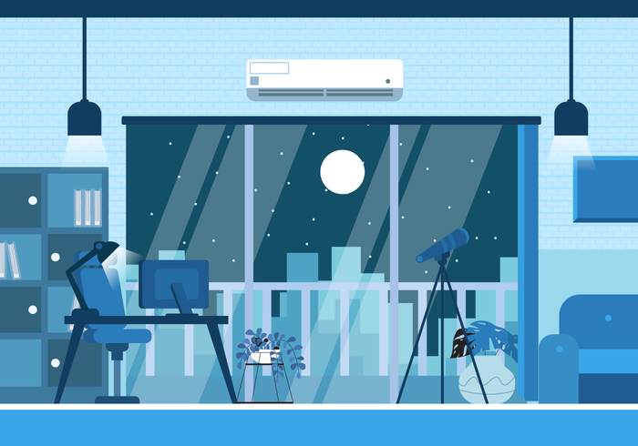 700x490 Modern Office Setup Background Vector Flat Illustration