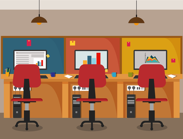600x456 Office Flat Styles Background Vector Free Download