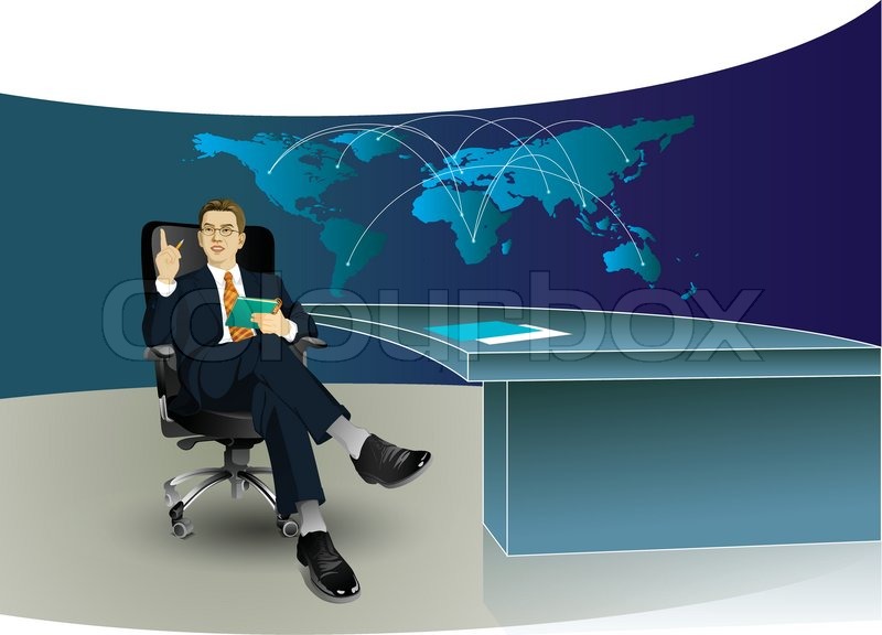 800x576 Business Man In The Office With World Stock Vector Colourbox