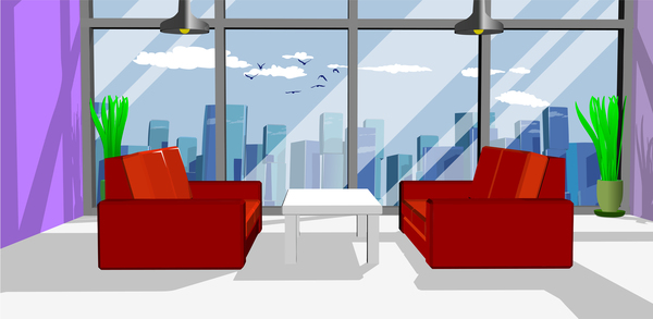 600x293 Business Office With Red Sofa Vector Free Download