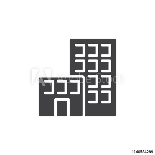 500x500 Office Building Icon Vector, Filled Flat Sign, Solid Pictogram