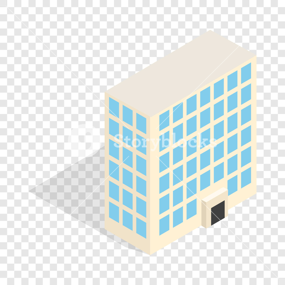 1000x1000 Office Building Isometric Icon On A Transparent Background