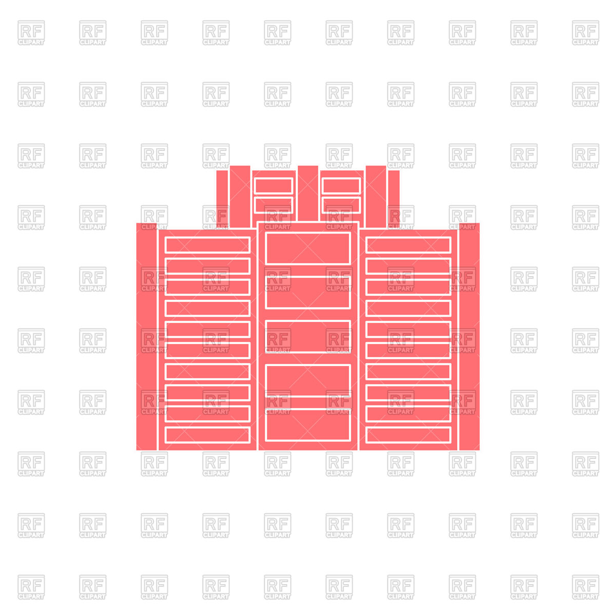 1200x1200 Red Office Building Isolated Icon Vector Image Of Architecture