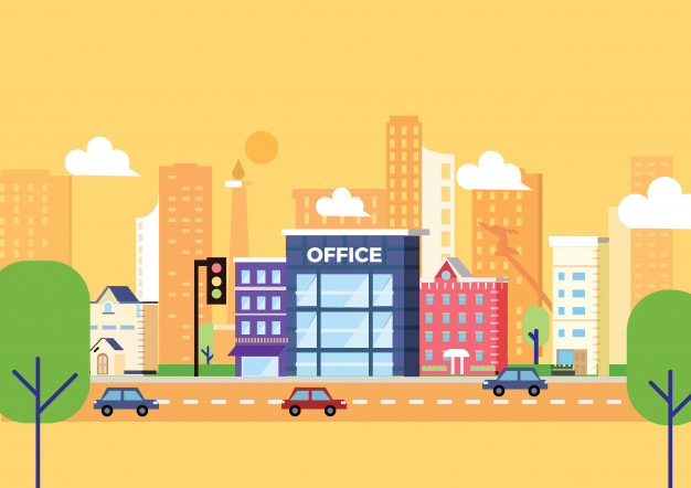 626x442 Jakarta Office Building Vector Illustration Vector Premium Download