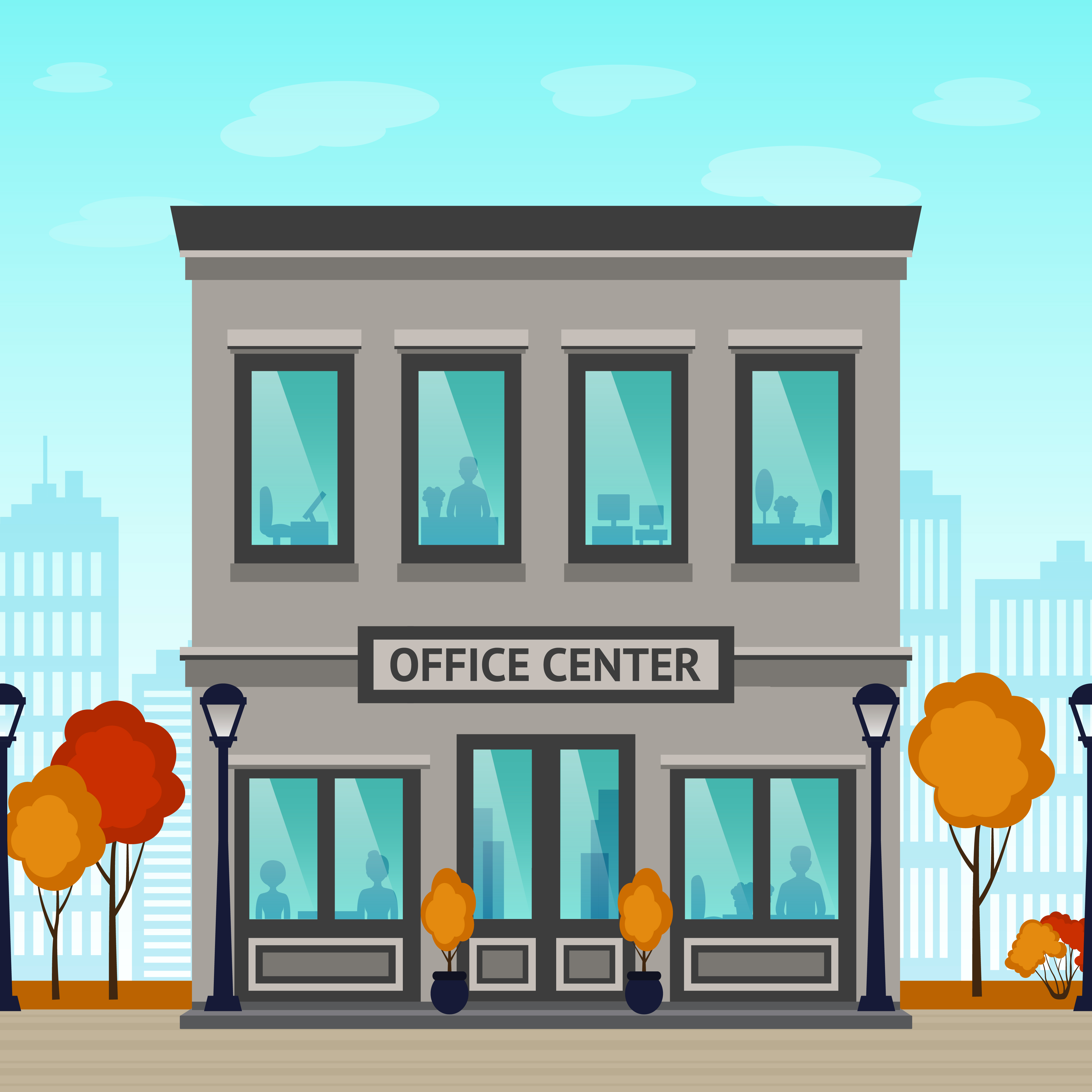 4500x4500 Office Building Exterior Free Vector Art