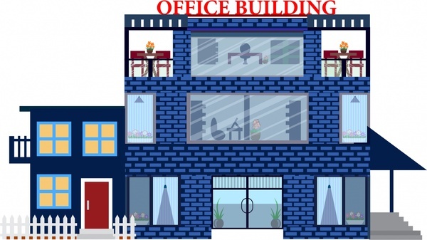 600x337 Office Building Cartoon Free Vector Download