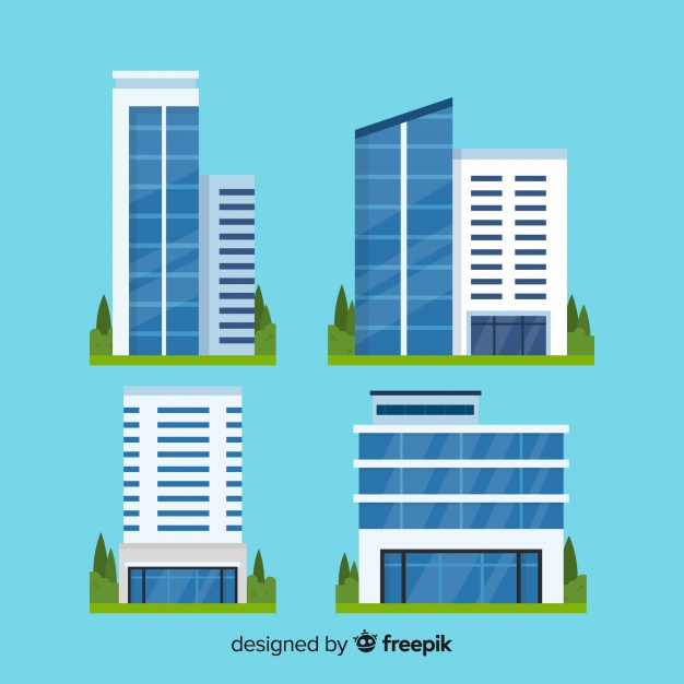 626x626 Office Building Set Vector Free Download