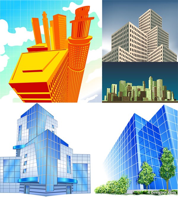 600x666 Designer Office Building Vector Material
