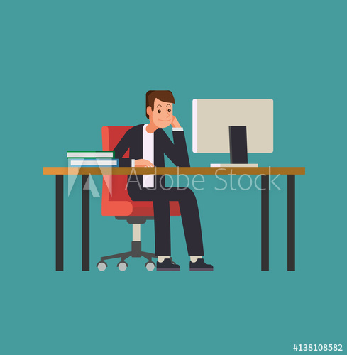 489x500 Man Working On Desktop Computer Businessman Sitting On A Red