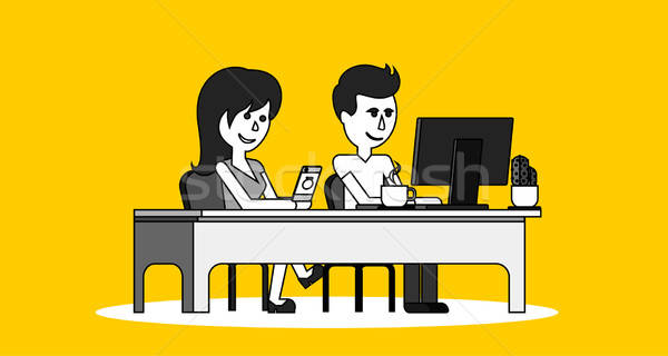 600x320 Office Desk Stock Vectors, Illustrations And Cliparts