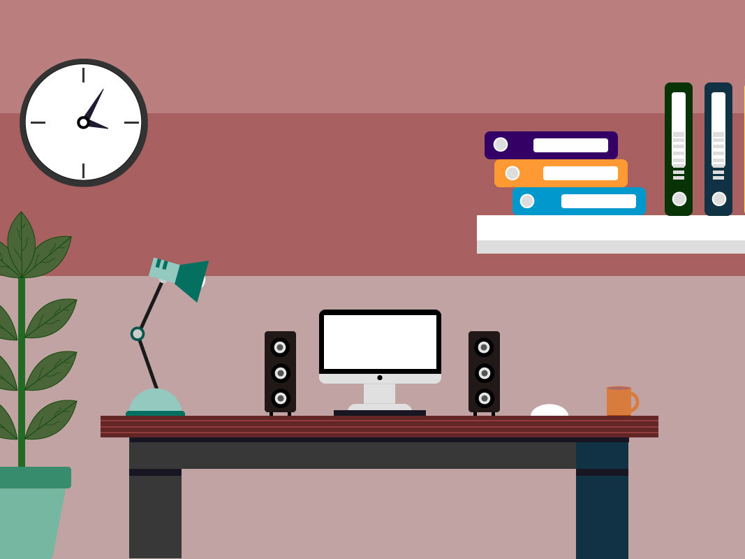 1067x800 Office Desk Vector