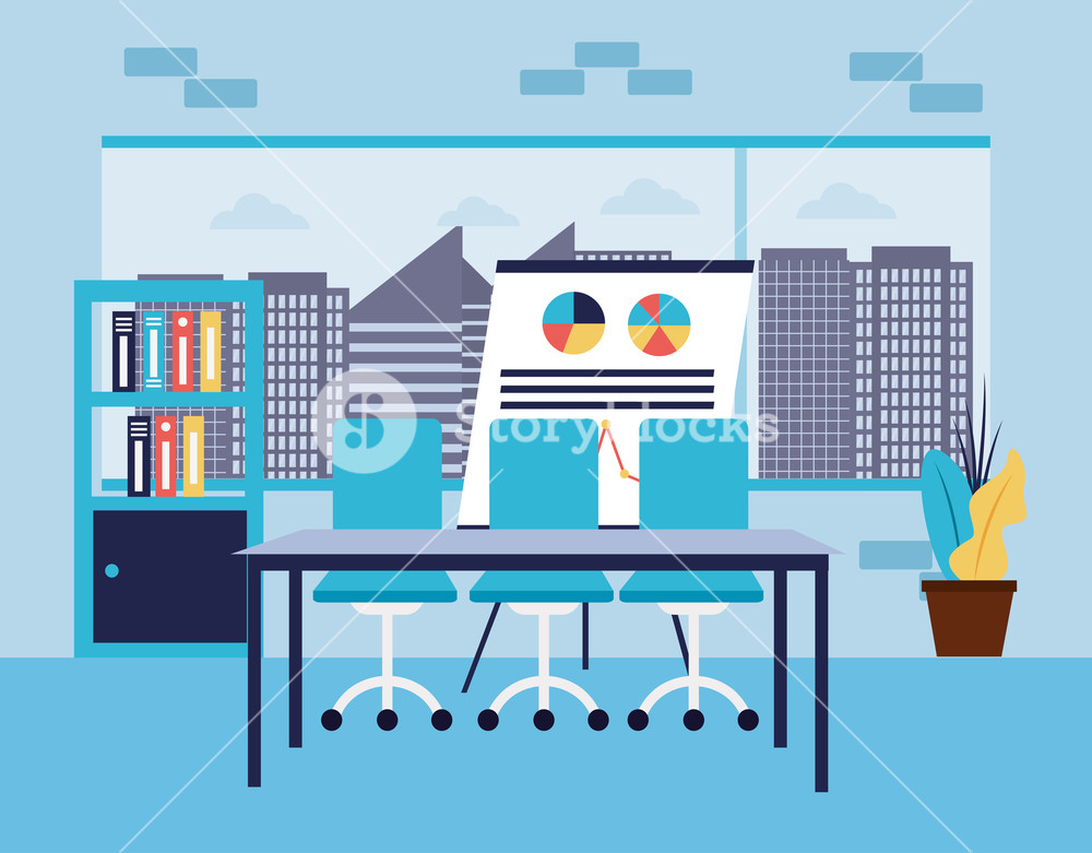 1000x781 Office Work Space Graphic Statistics Desk Vector Illustration
