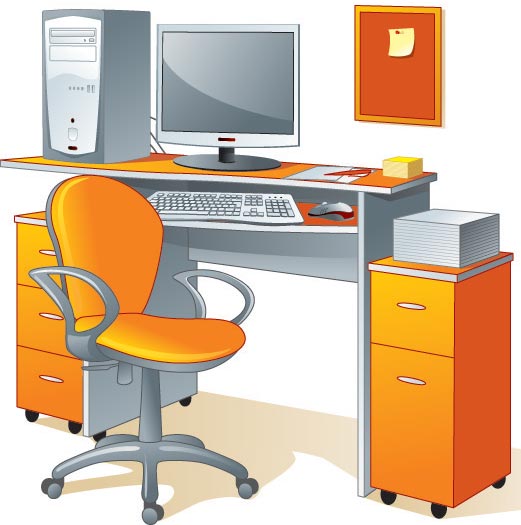 521x525 Office Furniture And Elements Vectors