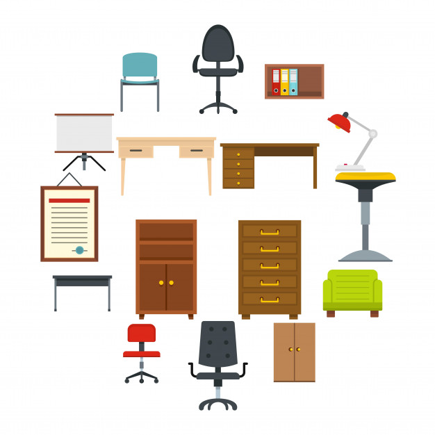 626x626 Office Furniture Icons Set In Flat Style Vector Premium Download