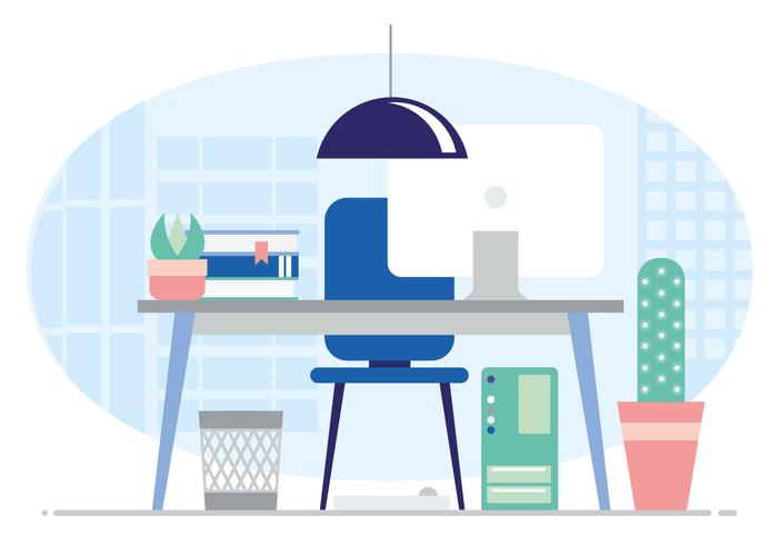 701x490 Vector Office Furniture Illustration