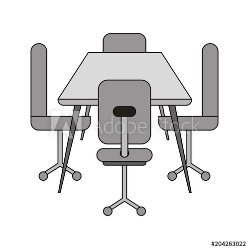 500x500 Conference Table Chair Office Furniture Vector Illustration