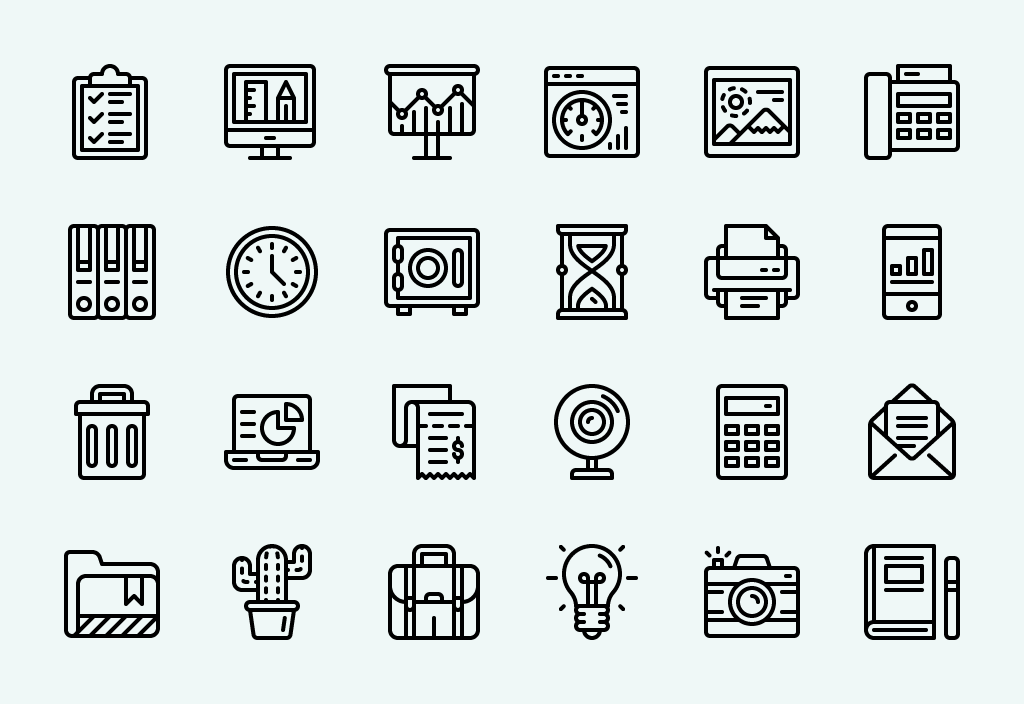 1024x704 Free Office Vector Icon Set Pixlov