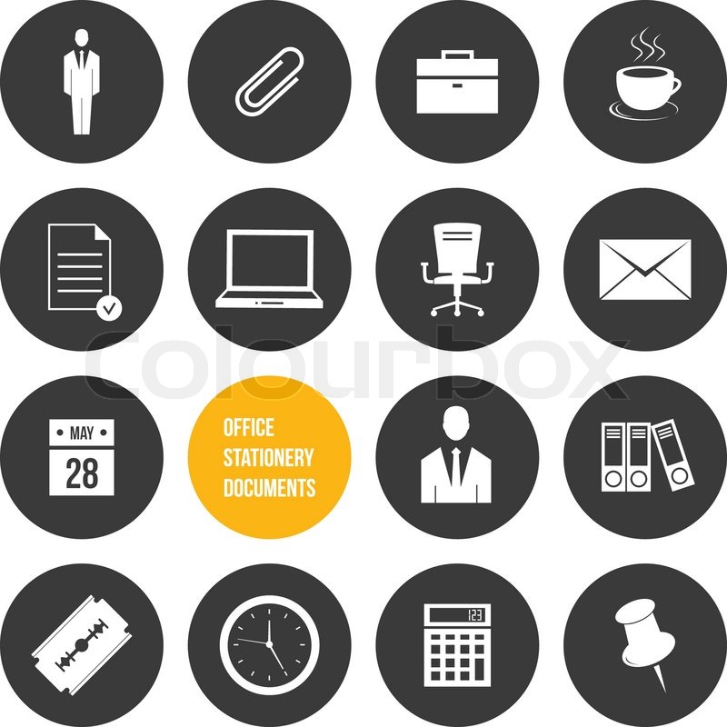 800x800 Vector Office Stationery And Documents Stock Vector Colourbox