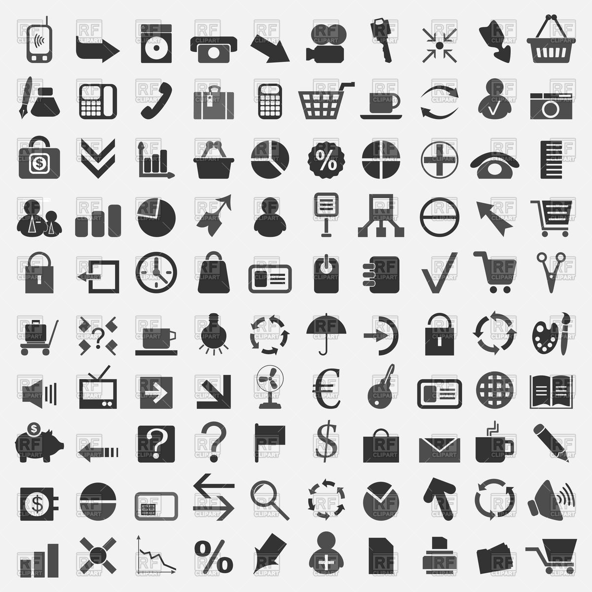 1200x1200 Collection Of Office Theme Icons Vector Image Of Icons And Emblems