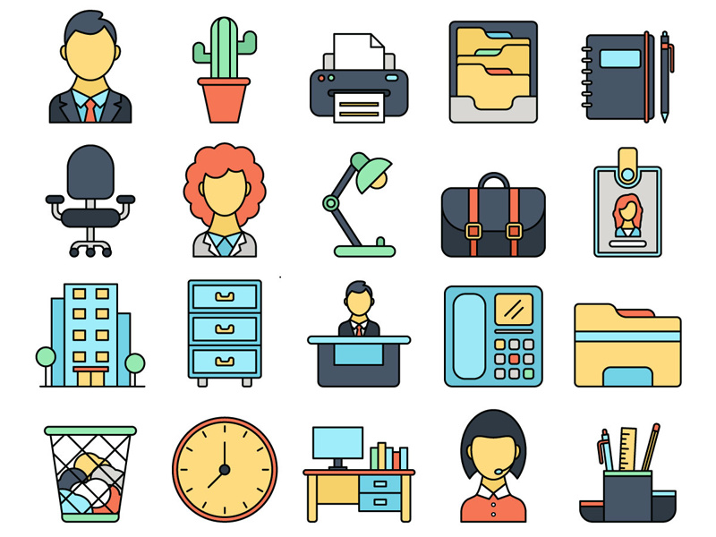 800x600 Office Vector Free Icon Set