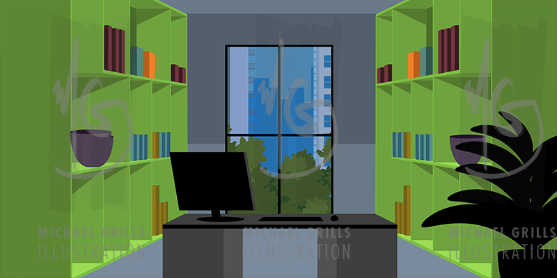 800x400 Office Vector Stock Illustration