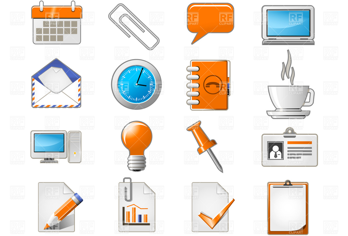 1200x814 Stationery And Office Icons Vector Image Of Business, Finance